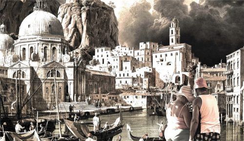 Italy: Kollage Canaletto. Leo von Klenze, Albert Bierstadt und eigenes Foto.Fotos riedl.