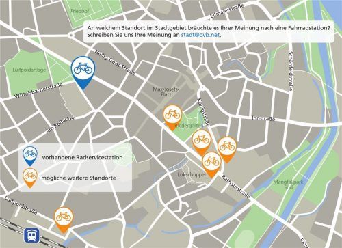 Überblick über mögliche Standorte: Die Radservicestation an der Herzog-Heinrich-Straße wurde bereits im vergangenen Jahr eingeweiht. Über weitere mögliche Standorte berät sich im Moment die Verwaltung. Vorschläge aus den Reihen der Stadträte gibt es einige. Klinger