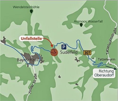 Der Unfallort an der Sudelfeld-Passhöhe. Klinger