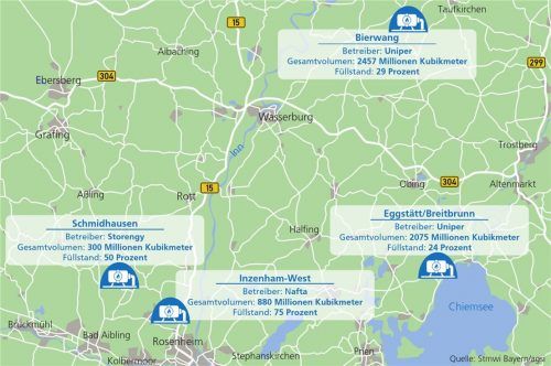 Von Breitbrunn bis Inzenham-West: So viele Erdgasspeicher gibt es noch in der Region. Klinger