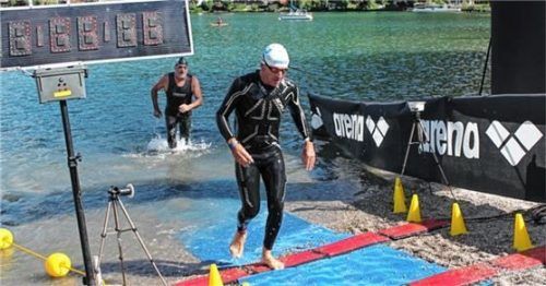 Uwe Linner siegte im Tegernsee über 2500 Meter Freiwasserschwimmen. Foto TigerTiming