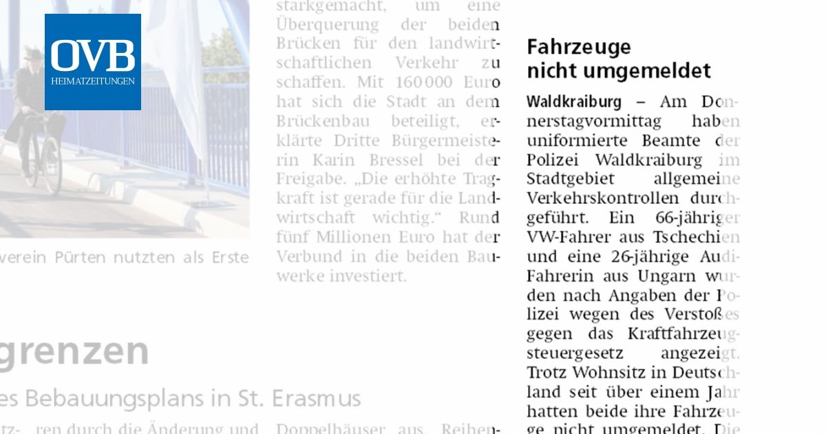 Fahrzeuge nicht umgemeldet OVB Heimatzeitungen