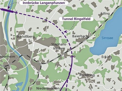 Die Pläne am Simssee: Violette Trasse, Überholgleis und dann womöglich noch der Abzweig nach Salzburg – das wären massive Eingriffe in die Natur. Klinger