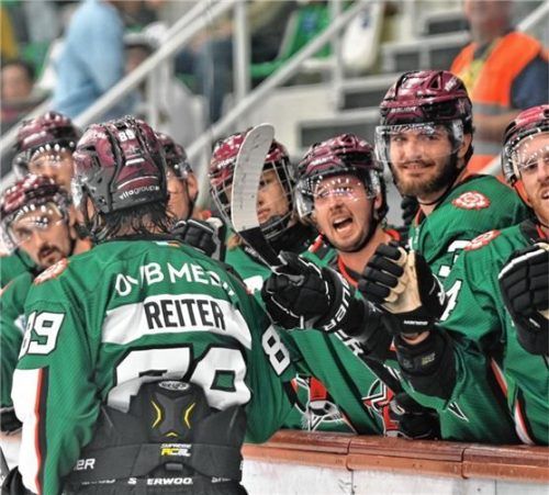 Die Starbulls-Spieler um Neuzugang Stefan Reiter wollen in der Saison viele Tore und Siege bejubeln.