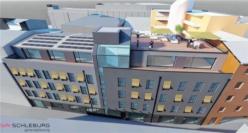 Ein erster Blick auf die Visualisierungen: So könnten die Bürogebäude der OVB-Media-Gruppe ab Dezember 2023 aussehen. SAI Schleburg