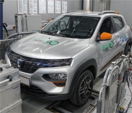 Schnitt sehr gut ab: der Dacia Spring im Green-NCAP-Test. Foto Autoren-Union Mobilität/Green NCAP
