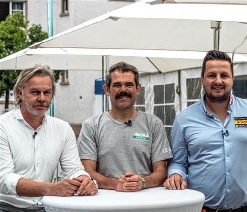 Sie kooperieren künftig mit ihren Teams: Magister Thomas Pupp, Ralph Denk und Florian Monreal (von links). Foto Bora-hansgrohe