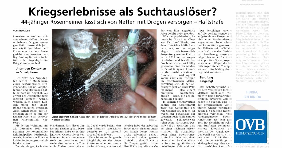 Kriegserlebnisse als Suchtauslöser? OVB Heimatzeitungen