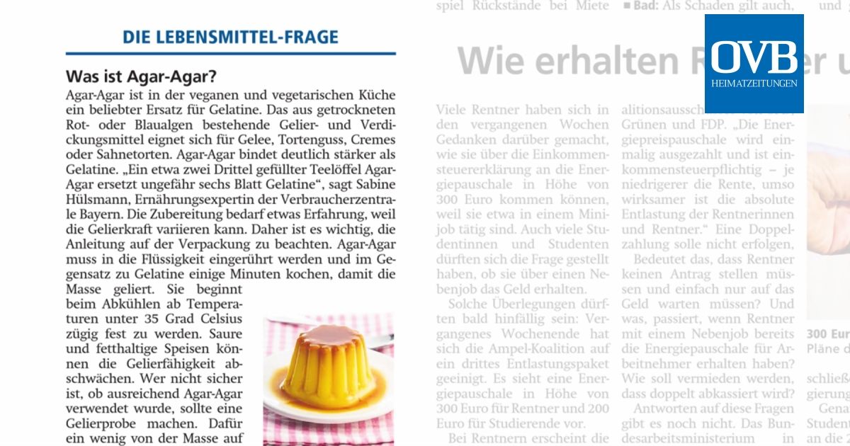 Was ist AgarAgar? OVB Heimatzeitungen
