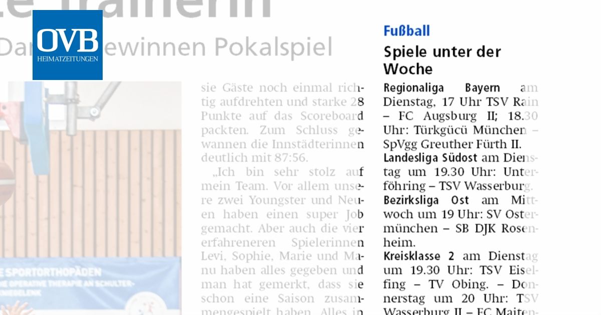 Spiele unter der Woche OVB Heimatzeitungen