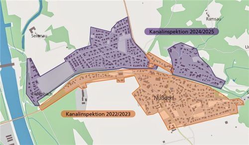 Von Süden nach Norden: Die Kanalinspektion im südlichen Teil von Nußdorf findet in diesem und im kommenden Jahr statt, der nördliche Teil folgt dann in 2024 und 2025. Foto Verena Klinger