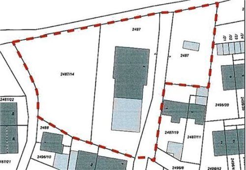 Die Veränderungssperre gilt nur für die Grundstücke im rot umrandeten Bereich der Gehrerstraße.  Stadt Kolbermoor