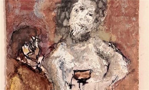 „Fröhlicher Weintrinker“ von Alfons Röckl ist eine von knapp 50 kleinformatigen Arbeiten. Fotos Heuser