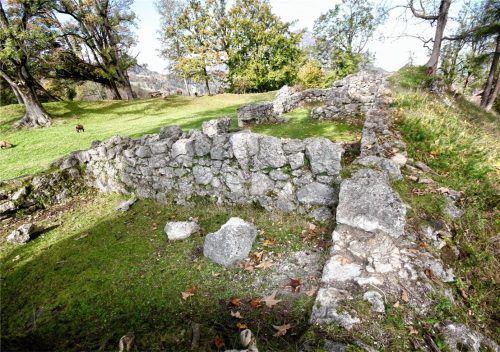 Herausgerissene Steine an der Ruine der Auerburg in Oberaudorf. Foto Schmidt