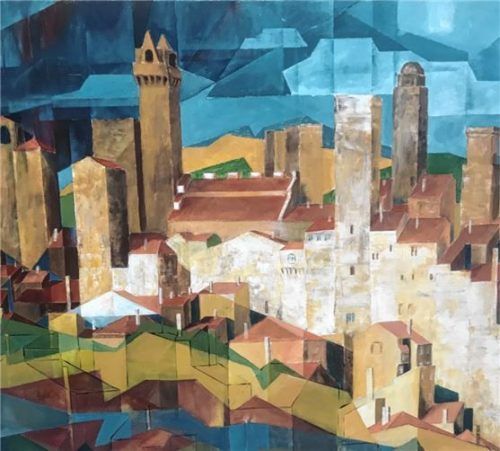 Erich Wagner, San Gimignano, Acryl auf Leinwand.