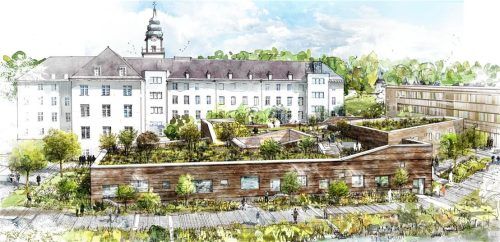 In Lehmbauweise: Auf dem Campus St. Michael entsteht das größte freitragende Gebäude dieser Art in Deutschland. Harry Dobrzanski / Atelier die GrILLE