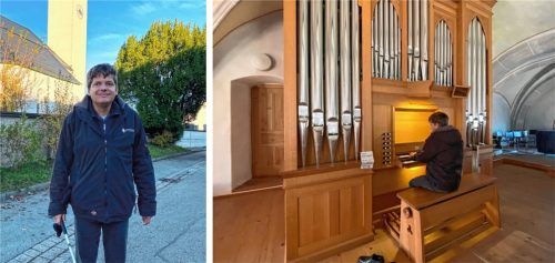Organist Emanuel Goldstein an seinem Lieblingsplatz, der Orgel in der Riederinger Kirche. Foto Trautmann