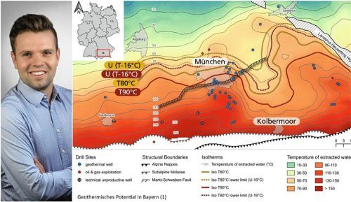 Das geothermische Potenzial im Raum Kolbermoor-Rosenheim ist laut neuesten Studien junger Wissenschaftler – darunter Jaromir Jeßberger von der Uni Bayreuth – sehr groß. In einer Tiefe von etwa fünf Kilometern wird Thermalwasser mit Temperaturen von etwa 100 bis 150 Grad Celsius erwartet. Foto Geothermie-Allianz-Bayern