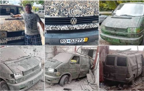 Erschütternde Bilder: Im Sommer richtete Michael Stark einen VW-Bus her. In Lwiw wurde er umgespritzt. Jetzt zeigen Fotos und Videos, dass der Bus von einer Bombe getroffen wurde. Alle Insassen starben. Foto Re