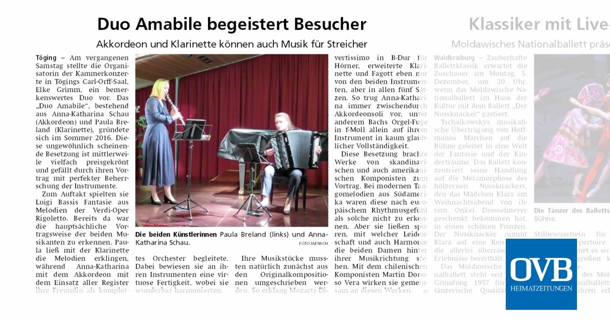 Duo Amabile begeistert Besucher OVB Heimatzeitungen