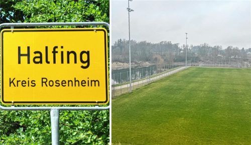 In Halfing kümmert sich der Sportverein selber um die Flutlichtanlagen auf Fußball- und Bolzplatz. Foto Schlecker/Kirchner/Collage OVB
