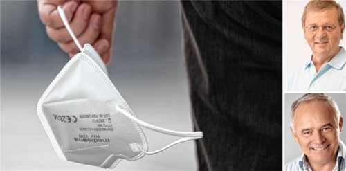 Das Ende der Maskenpflicht für Beschäftigte in Arztpraxen sehen Rosenheimer Ärzte wie Dr. Fritz Ihler (oben) undDr. Nikolaus Klecker (unten) kritisch. Foto Montage: dpa/picture alliance/Marijan Murat/re