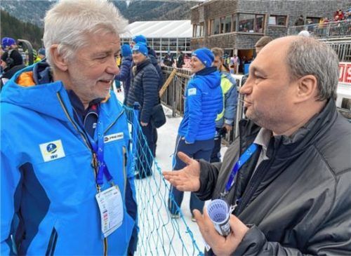 Großes Lob für Verantwortliche und Helfer: DSV-Präsident Dr. Franz Steinle (links), hier im Gespräch mit OVB-Sportredakteur Thomas Neumeier.Foto Aic