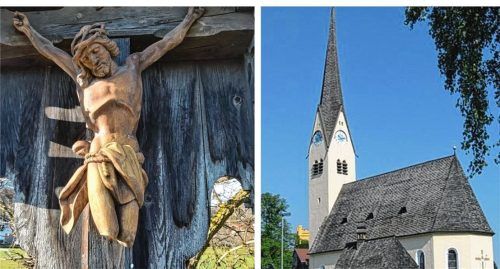 Jesus ohne Beine: Auf dem Weg zur Pfarrkirche Mariä Himmelfahrt in Brannenburg auf dem St. Margarethenweg wurde das Kruzifix beschädigt. Foto Kuchler/Re