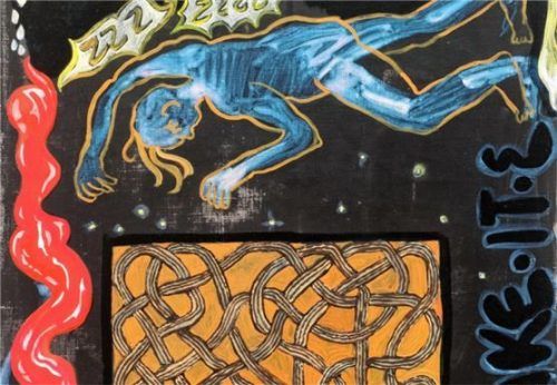 Künstlerin Kristina Schmidt präsentiert in der Galerie Waldkraiburg ihr Werk „Stay Cool and Take It Ezzz“, aus dem Jahr 2021. Foto Galerie Christine Mayer