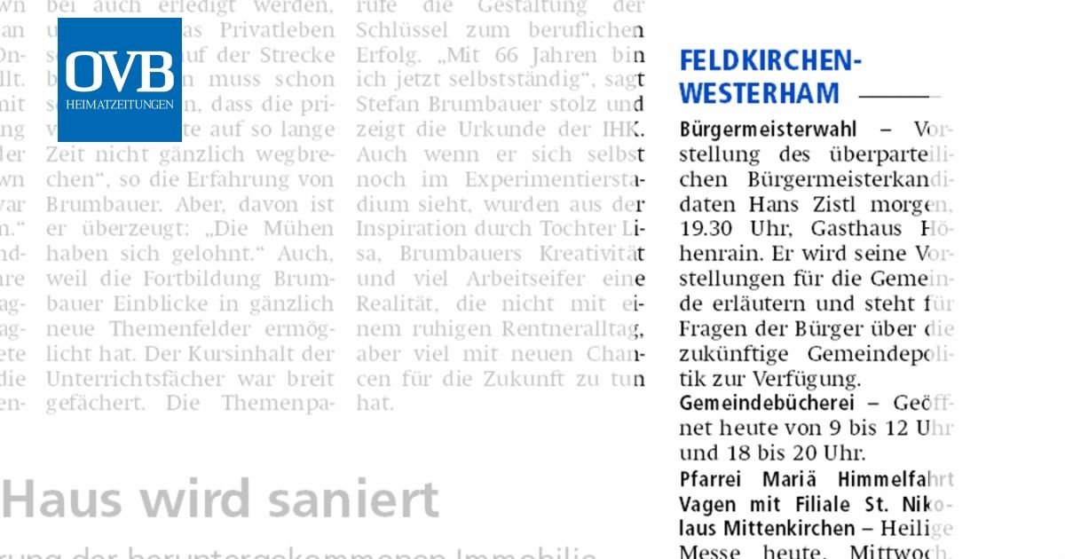Feldkirchen Westerham OVB Heimatzeitungen