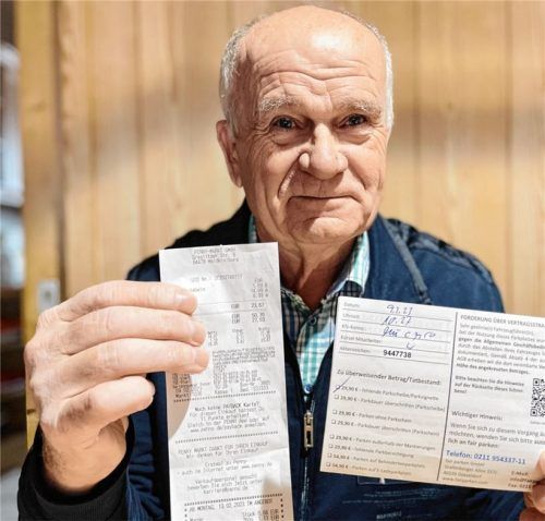 Böse Überraschung für Rudolf Chrusniak: Zum Einkauf für 23,67 Euro beim Discounter gab es ein Knöllchen über 29,90 Euro dazu. Foto Eschenfelder