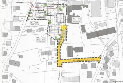 Der Plan zeigt, wo das Wohnquartier Trautersdorf entsteht. Foto re