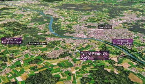 Die Hochgeschwindigkeitstrasse des Brenner-Nordzulaufs ist für viele Bewohner des Inntals nördlich von Kiefersfelden bis nach Schechen eine beängstigende Vorstellung. Foto Visualisierung Bahn