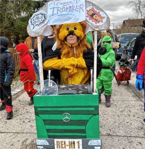 Eine Löwin war die tonangebende Comic-Trommlerin.