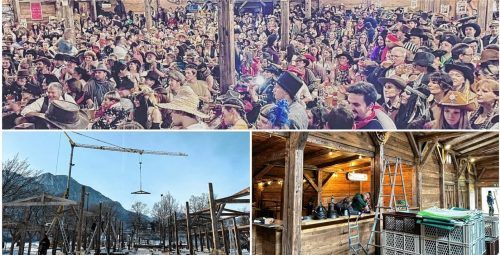 Im „Apachen-Pub“ am Sportplatz spielt sich heuer unter dem Motto „Wild Wild West“ das Flintsbacher Faschingsleben ab. Die Vorarbeit bei Aufbau und Ausstattung war enorm. Fotos Michael Huber