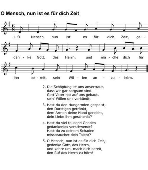 „O Mensch, nun ist es für dich Zeit …“. schusser