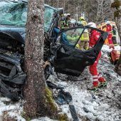 Kleinbus prallt an Baum: Fahranfängerin (18) schwer verletzt