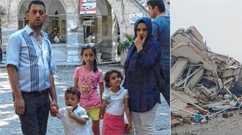 Trauer um eine junge Familie: Semiras Cousin Serkan, seine Frau Ayse und zwei ihrer Kinder sind bei dem Erdbeben in Antakya ums Leben gekommen. Nur eine kleine Tochter (Dritte von rechts) überlebte. „Sie lebt jetzt bei ihrer Oma und ihrer Tante“, berichtet Semira unter Tränen. Foto Re