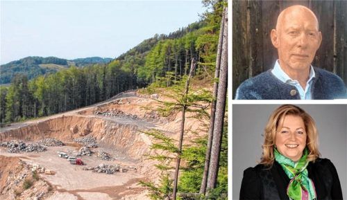 Der Kampf um die Erweiterung des Steinbruchs am Heuberg geht weiter: Ulli Kottmann vom Aktionsbündnis „Rettet den Heuberg“ und Nußdorfs Bürgermeisterin Susanne Grandauer befürchten einen Rechtsstreit. Foto Steffenhagen/Re