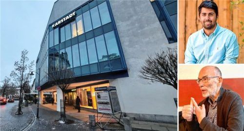 Die Zukunft der Karstadt-Filiale in Rosenheim war auch im Haupt- und Finanzausschuss Thema. Mit dabei: SPD-Fraktionsvorsitzender Abuzar Erdogan (oben rechts) und CSU-Fraktionsvorsitzender Herbert Borrmann (unten rechts).Foto Montage: Weiser/re/Ziegler