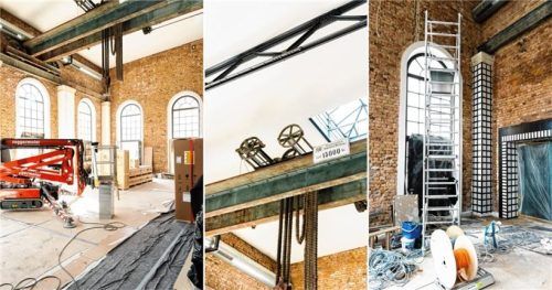 In den denkmalgeschützten Gebäuden der Alten Spinnerei verbinden sich historische Details mit modernen Elementen. Die imposante stählerne Krananlage und die Ziegelwände des Turbinenhauses sind spannende Pendants zu mediterranen Fliesen. Fotos re