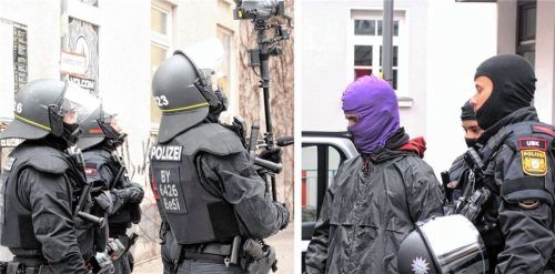 Aktivisten haben am vergangenen Donnerstag ein Haus an der Münchener Straße in Rosenheim besetzt. Rund 100 Einsatzkräfte waren deshalb im Einsatz.Fotos  Reisner