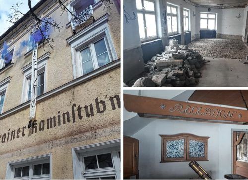Die Spuren der Besetzung des Hotels „Goldener Hirsch“ am vergangenen Donnerstag sind noch immer sichtbar. Eine Zukunft hat das Haus nicht. Fotos Wildauer