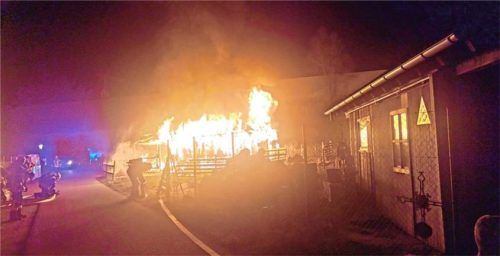 Drei Butangasflaschen explodierten am Dienstag in einer Gartenlaube in der Unterkiefer. Foto Feuerwehr Kiefersfelden