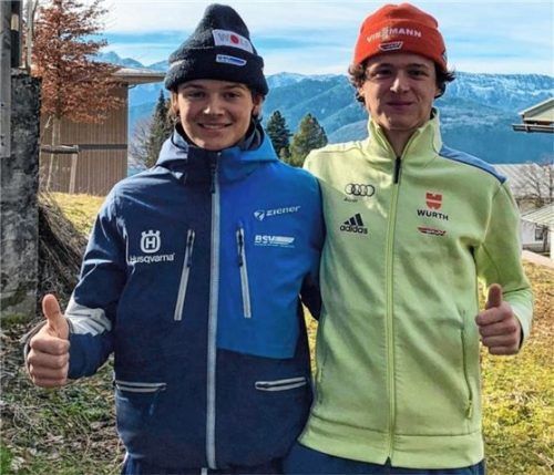 Meister des nordischen Sports mit Skispringen und Nordischer Kombination: Jonathan und Benedikt Gräbert (rechts) vom WSV Oberaudorf. Foto Lotter