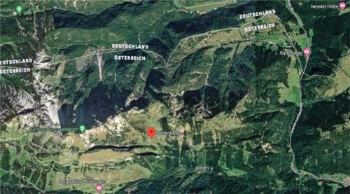 Schon im vergangenen Sommer war der Tiroler Bär der deutsch-österreichischen Grenze bedrohlich nahe. Foto Google Maps