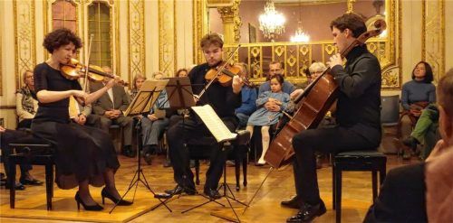Verzauberten das Publikum: (von links) Sarah Christian (Violine), Timothy Ridout (Viola) und Maximilian Hornung (Violoncello). Foto füchtner