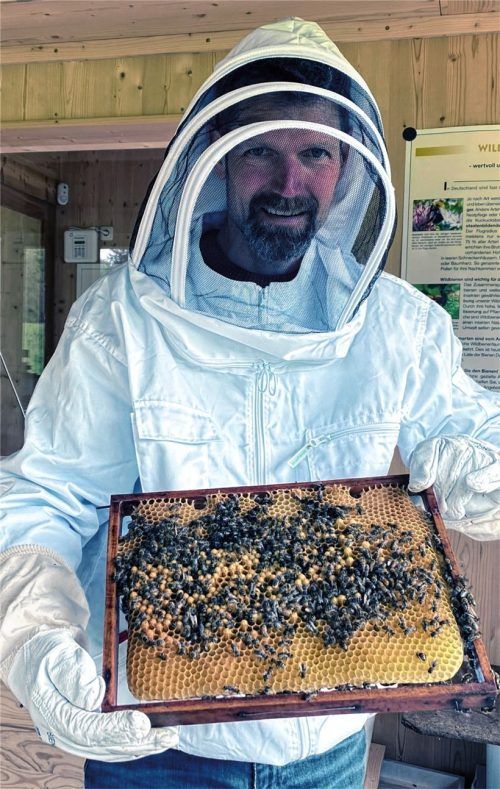 Christian Voggenauer ist der Vorsitzende des Imkervereins Frasdorf Aschau und kümmert sich mit Leidenschaft um Bienen. Fotos Trautmann