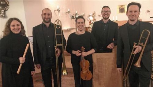 Das Barockensemble „Die Spezerey“: (von links) Christine Sedlmeier (Blockflöten), Thomas Baur (Posaune), Judith Schreyer (Barockvioline), Matthias Bertelshofer (Orgel) und Stefan Konzett (Posaune).Foto  Prokop