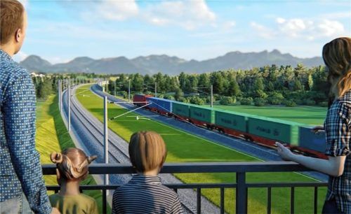 Der Brenner-Nordzulauf zwischen dem Tunnelportal Ringelfeld und Rohrdorf: Soll er unter der Sims durch oder über die Sims laufen? Foto Visualisierung Bahn